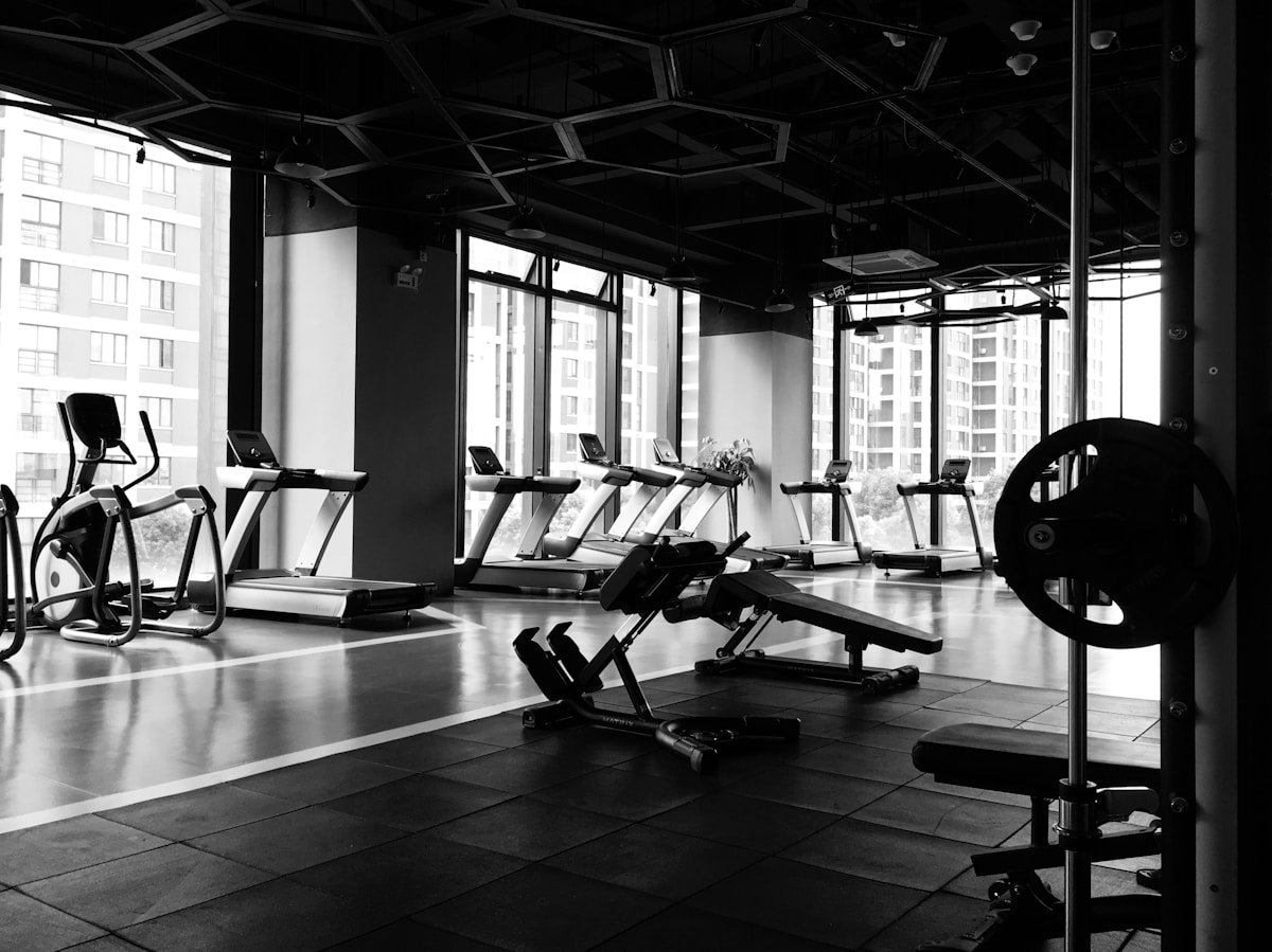 Free weights area at BodyFlex